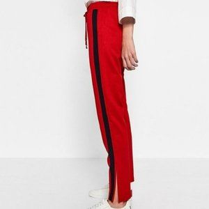 Zara red black stripe trousers track pants